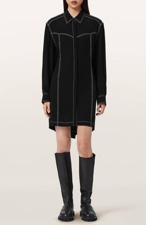 AllSaints Tala Long Sleeve Shirtdress in Black at Nordstrom Rack, Size 6 Us / 10 Uk