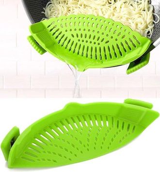 No Brand Colador De Silicona Con Clip, Colador De Presi&oacute;n Para Cocina, Colador Para Pasta, Tamiz Colador, Colador Para Escurrir Frutas, Verduras Y Pasta (verde