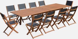 Sweeek Mesa De Jard&iacute;n Extensible De Madera + 10 Sillas