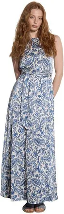 Apricot Paisley Satin Split Maxi Dress in Blue at Nordstrom, Size Xx-Large