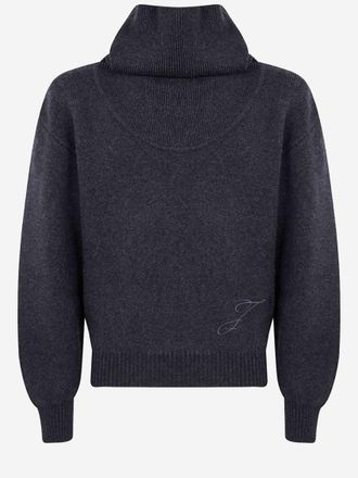 Jacquemus Grey Turtleneck Embroidered Logo Sweater