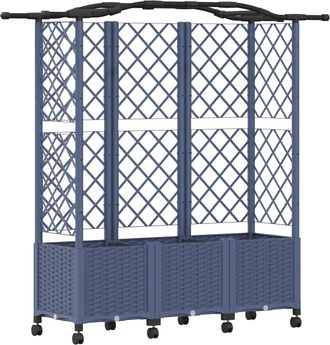 vidaXL Cama Elevada Con Trellis Y Techo Gris 163 X 40 X 144 Cm Pp Vidaxl