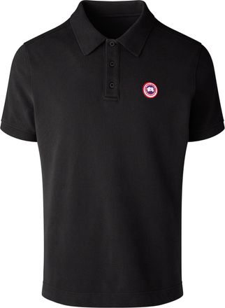 Canada Goose Fitted Black Cotton Polo with Ribbed Collar
