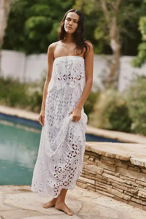 Tiare Hawaii Bora Bora Embroidered Midi Skirt