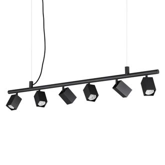 Netlighting Dynamite Square Bar Pendant Ceiling Light Black 6x GU10
