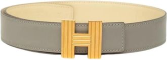 Herm&egrave;s Pre-owned Box Calf Leather Belt - Dames - Vintage Accessoires - Grijs - ONE Size - Vintage