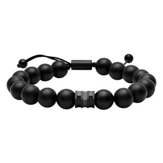 Robert Alton Mens Onyx Bead Bolo Bracelet