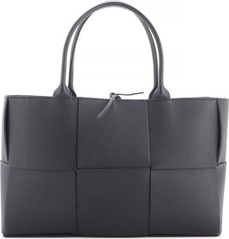 Bottega Veneta Black Maxi Intrecciato Leather Arco Tote Medium (Authentic Pre- Loved)