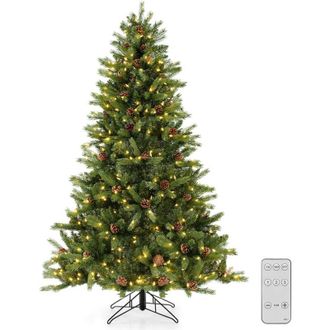 Costway 180cm &Aacute;rbol De Navidad Artificial, 470 Luces Led Blancas C&aacute;lidas, 3 Modos De Iluminaci&oacute;n, Brillo Ajustable, 74 Conos De Pino, 944 Puntas De Rama, &Aacute;rbo