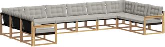vidaXL Conjunto De Sof&aacute;s De Exterior 10 Uds. Blanco Y Gris Claro Vidaxl