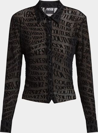 Versace Jeans Couture Long-Sleeve Mesh Logo Shirt
