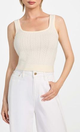 Guess Lyla Pointelle Crop Sweater Tank in Cream White at Nordstrom, Size Large