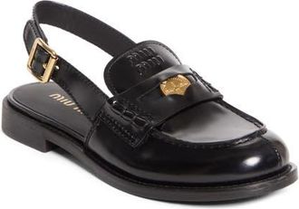 Miu Miu Slingback Penny Loafer in Nero at Nordstrom, Size 6.5Us