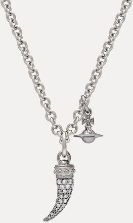 Vivienne Westwood Man. Ernest Long Pendant Necklace Platinum-black-patina-white-cz-grey-pearl Platinum-black-patina-white-cz-grey-pearl Men