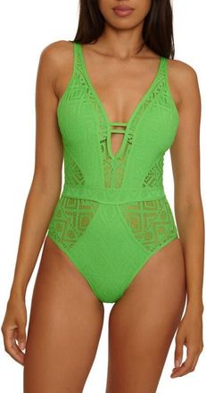 BECCA by Rebecca Virtue Keyhole One-Piece Swimsuit in Green Apple at Nordstrom, Size X-Small
