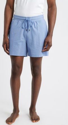 Daniel Buchler Pinstripe Seersucker Pajama Shorts in Blue Stripe at Nordstrom, Size Xx-Large