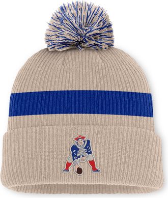 Nike New England Patriots Rewind Peak Nike Mens NFL Cuffed Pom Beanie in Brown | NF160IKZ8KV-M17