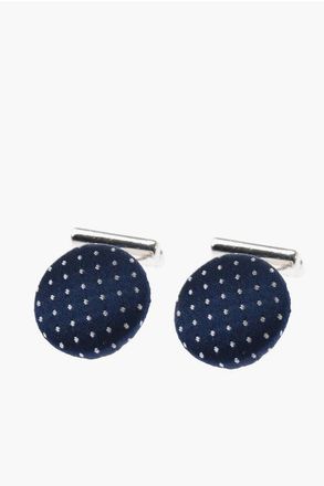 Corneliani Metal Cufflinks Lined With Dot Embroidered Silk size Unica