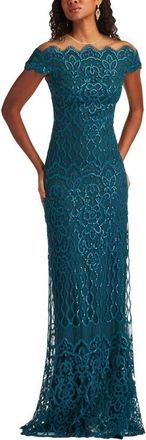 Tadashi Shoji Rhinestone Paisley Gown in Starry Night at Nordstrom, Size 16