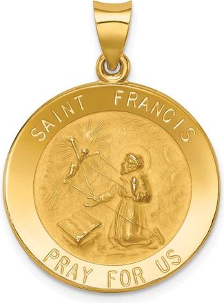 Diamond2Deal 14k Yellow Gold Polished and Satin St Francis Medal Hollow Pendant