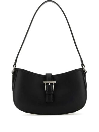Alexander McQueen Mini T-Bar buckle-fastening calfskin shoulder bag - women - Canvas/Calf Leather - OS - Black
