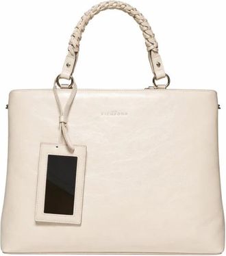 John Richmond Gestructureerde Handtas met Gevlochten Handvat - Dames - Handtassen - Beige - ONE Size - Tassen