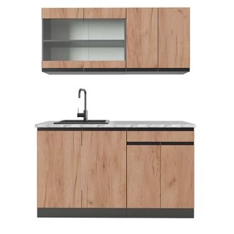 Vicco Cocina Vers&aacute;til R-line, Oro Power Roble/antracita, 140 Cm, Et M&aacute;rmol