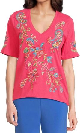 Johnny Was Karime Tee In Raspberry