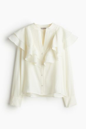 H&M Bluse mit Volants - Cremefarben