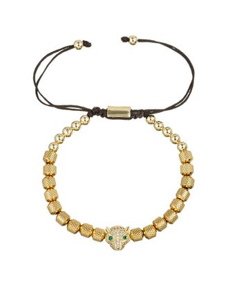 Eyecandy LA Eye Candy La Titanium Cz Golden Leopard Adjustable Bracelet