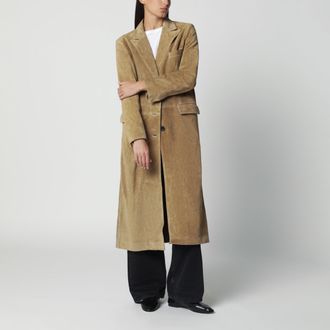 Arma Cappotto monopetto Alissa beige oliva in suede