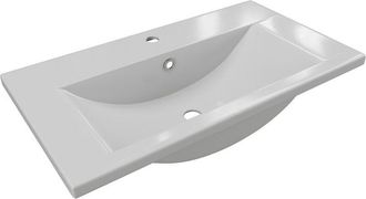Vente-Unique Lavabo per il bagno a semi-incasso rettangolare in Ceramica 71,5 cm Bianco - YASMAC II