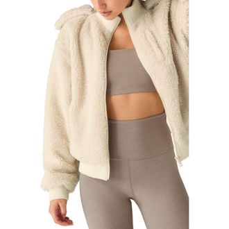 Beyond Yoga Adventure Faux Shearling Hoodie in Ivory at Nordstrom Rack, Size X-Large