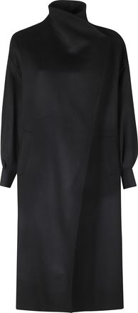 Federica Tosi Black Balloon Sleeve Long Cashmere Coat