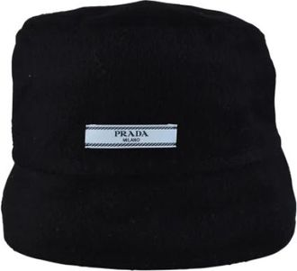 Prada Accessoires, Dames, Zwart, M, Cashmere Bucket Hat
