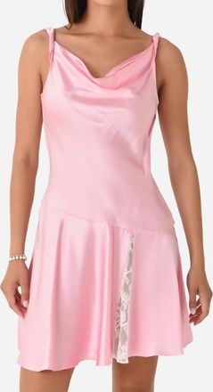 LoveShackFancy Lionel Draped Lace Silk Mini Dress In Pink