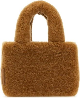 Amina Muaddi Camel Shearling Amini Giuly Handbag