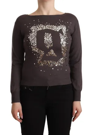 John Galliano Wool Sequined Long Sleeves Pullover Womens Sweater