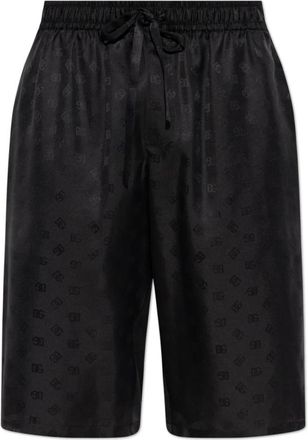 Dolce & Gabbana Zijden shorts met monogram - Heren - Korte Broeken - Zwart - 2XL - Korte Broeken