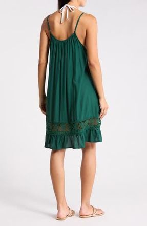 Abound Open Knit Inset Minidress in Green Botanical at Nordstrom Rack, Size X-Small