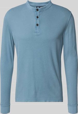 Superdry Longsleeeve mit Knopfleiste in Rauchblau, Gr&ouml;&szlig;e XXL