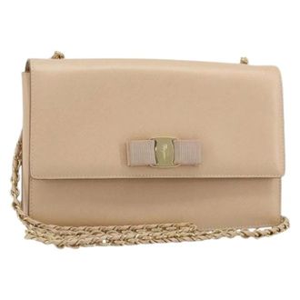 Ferragamo Pre-owned Shoulder Bag - Dames - Pre-owned - Beige - Maat: ONE Size Leer