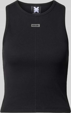 Karo Kauer Tanktop mit Rundhalsausschnitt und Label-Patch in Black, Gr&ouml;&szlig;e XL