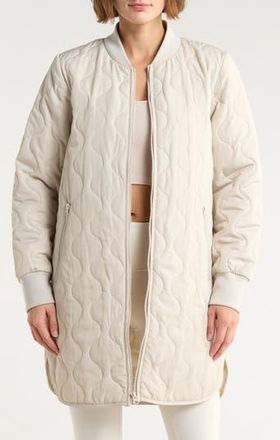 Zella Longline Quilted Jacket in Grey Moonbeam at Nordstrom Rack, Size X-Small