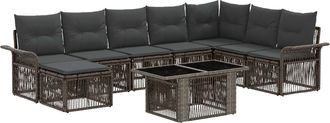 vidaXL Conjunto De Sof&aacute;s De Jard&iacute;n 9 Uds. Gris Y Gris Oscuro Vidaxl