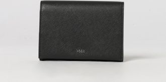 HUGO BOSS Saffiano Leather Wallet with Magnetic Flap and Zip Pocket