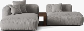 MICADONI Modulares 3-Sitzer Design Ecksofa Martina inkl. Beistelltisch - Strukturstoff Hellgrau