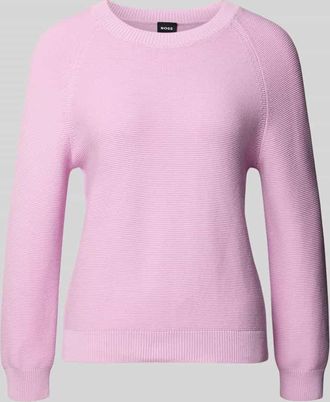 HUGO BOSS Boxy Fit Strickpullover aus reiner Baumwolle Modell FOVILA in Pink, Gr&ouml;&szlig;e XXL