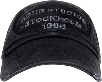 Acne Studios Screenprint Baseball Cap - Dames - Petten - Zwart - ONE Size - Katoen - Accessoires