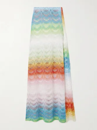 Missoni Gonna Maxi In Maglia Crochet Metallizzata A Righe Mare - Verde